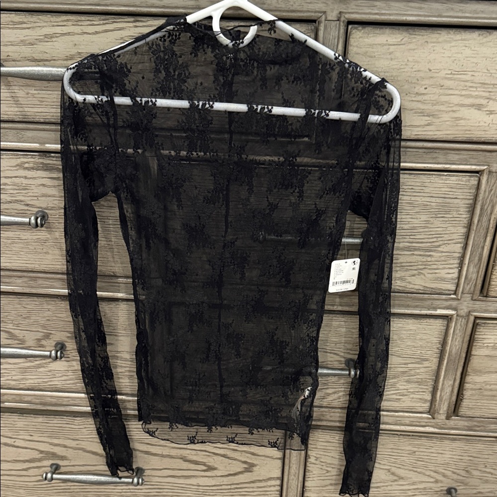 Free People Sheer Black Lace layering top